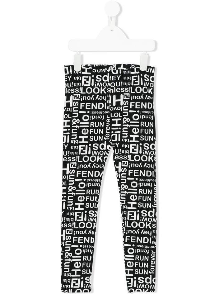 Fendi Kids - Printed Leggings - Kids - Cotton/spandex/elastane - 10 Yrs, Black