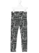 Fendi Kids - Printed Leggings - Kids - Cotton/spandex/elastane - 10 Yrs, Black