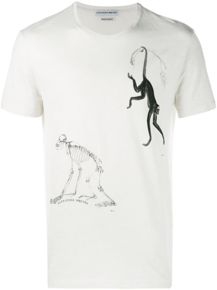 Alexander Mcqueen 'victorian Science' Print T-shirt, Men's, Size: Small, Nude/neutrals, Cotton