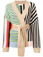 Circus Hotel Striped Patchwork Cardigan - Green