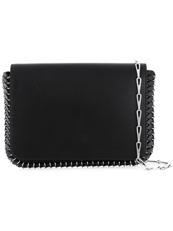 Paco Rabanne Woven Trim Shoulder Bag - Black