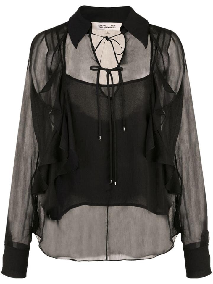 Dvf Diane Von Furstenberg Everleigh Collared Blouse - Black