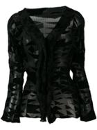 Issey Miyake Vintage Plissé Velvet Burnout Jacket - Black