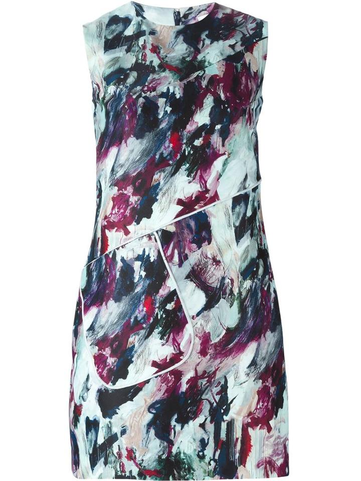 Carven Painted Sleeveless Dress, Women's, Size: 42, Black, Silk/polyamide/acetate/viscose