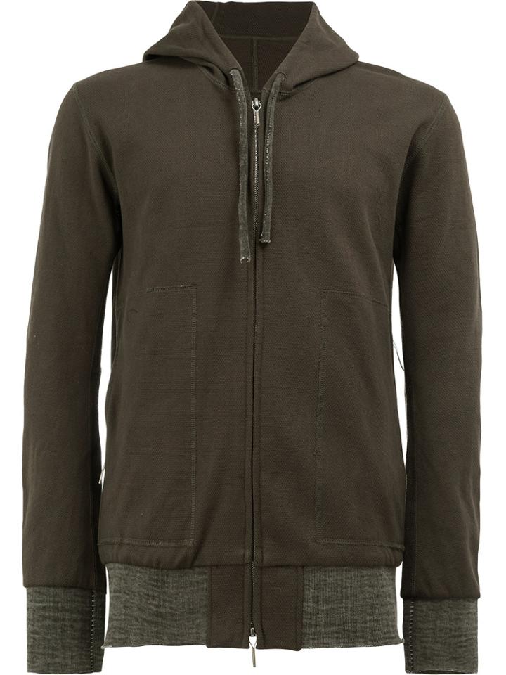 Taichi Murakami Combined Knit Hooded Jacket - Green