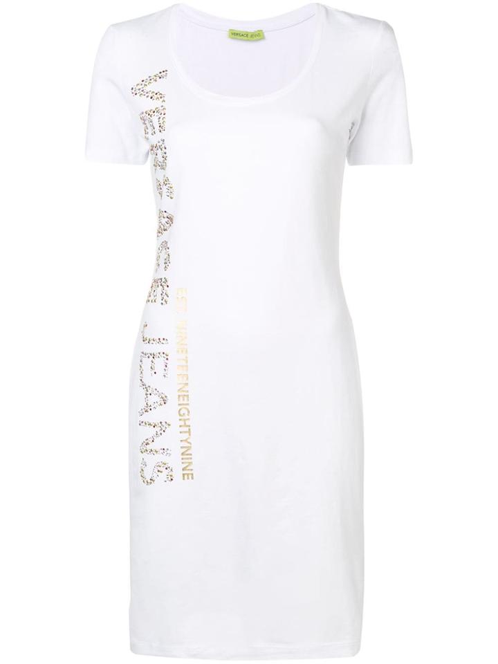 Versace Jeans Contrast Logo Dress - White