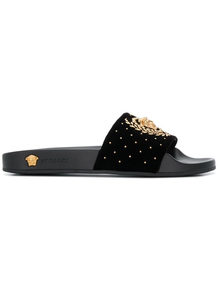Versace Medusa Leaves Slides - Black