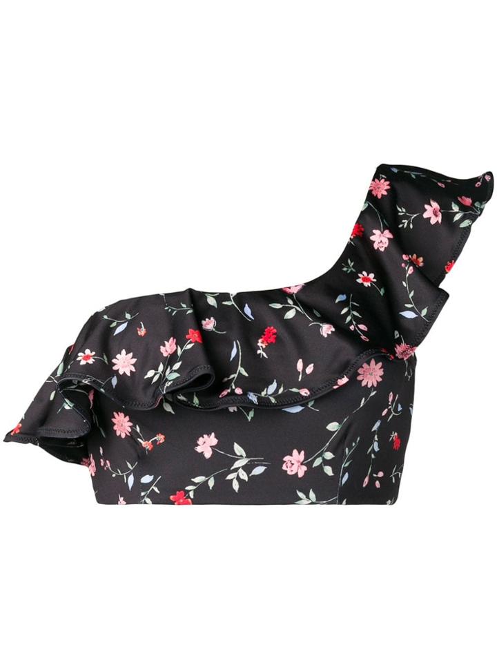 Ganni Asymmetric Floral Bikini - Black