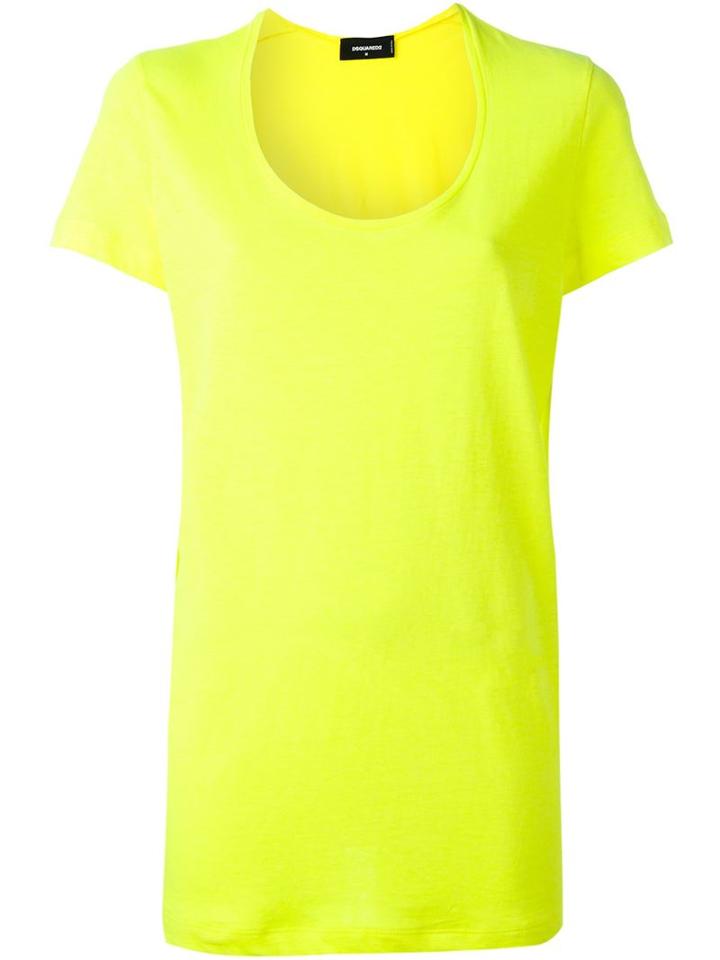 Dsquared2 Scoop Neck T-shirt, Women's, Size: M, Yellow/orange, Cotton/linen/flax