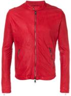 Giorgio Brato Band Collar Biker Jacket - Red