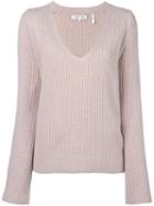 Helmut Lang V -neck Ribbed Jumper, Women's, Size: Large, Nude/neutrals, Cashmere/wool/polyester