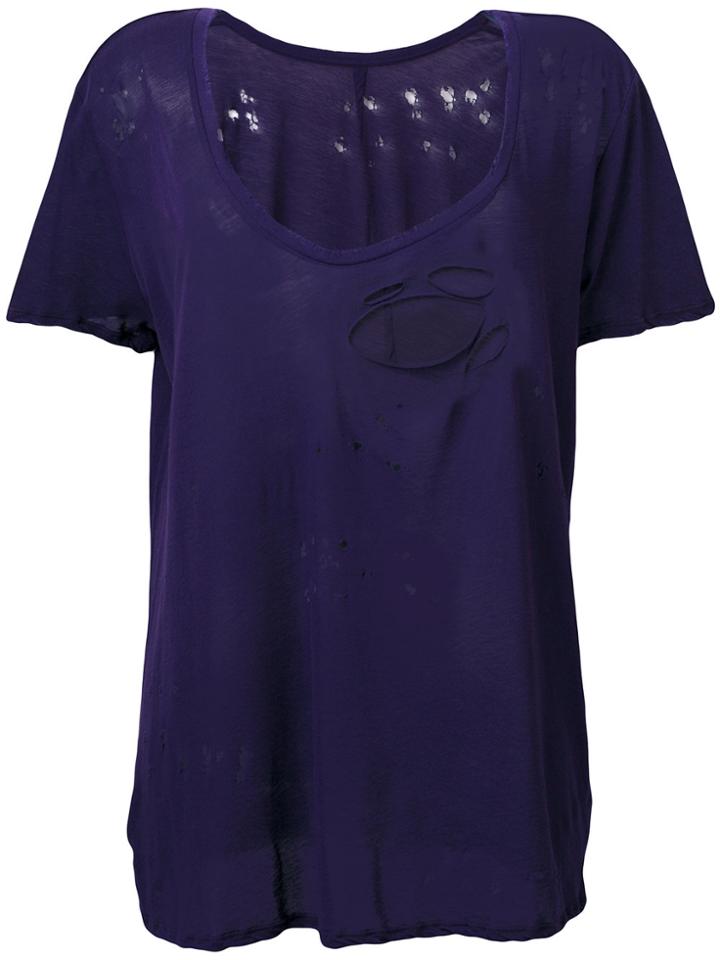 Unravel Project Distressed T-shirt - Pink & Purple