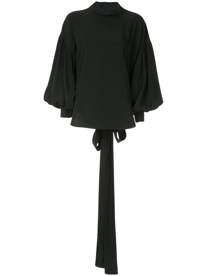 Bassike Twill Voluminous Sleeve Top - Black