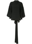 Bassike Twill Voluminous Sleeve Top - Black