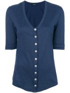 Balmain Button Front Jersey T-shirt - Blue