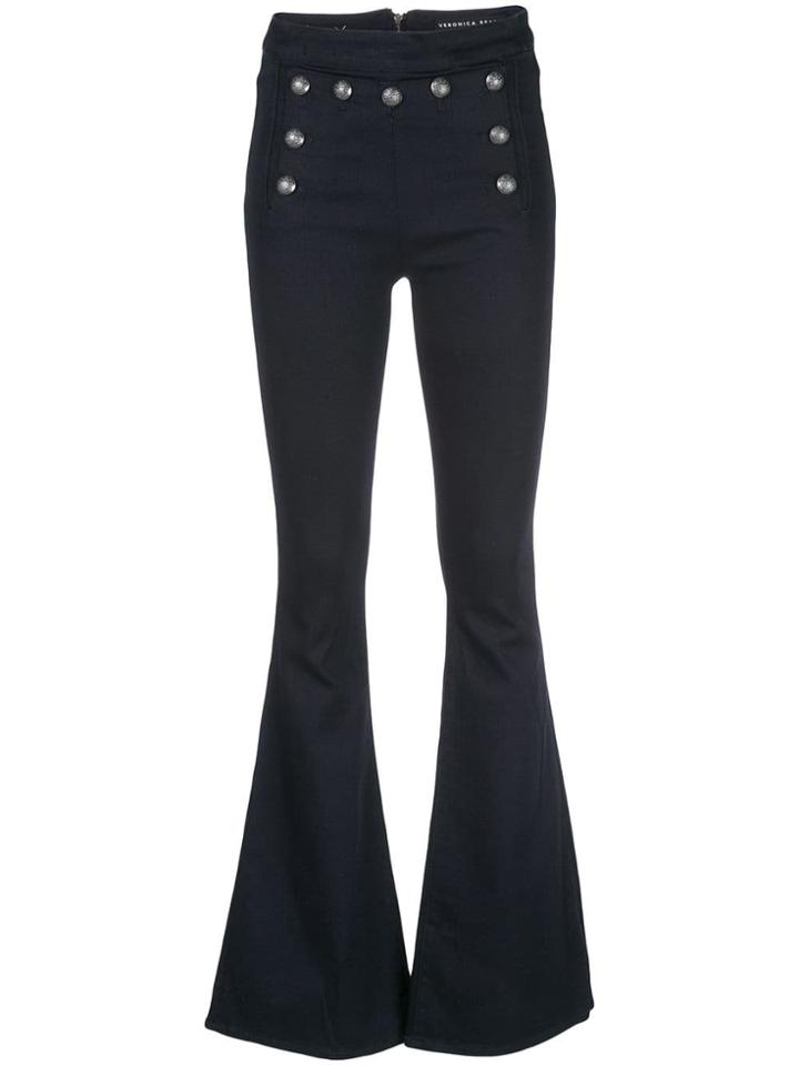 Veronica Beard Button Flared Jeans - Blue