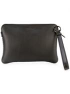 Woven Zip Pouch - Men - Leather - One Size, Brown, Leather, Ermenegildo Zegna