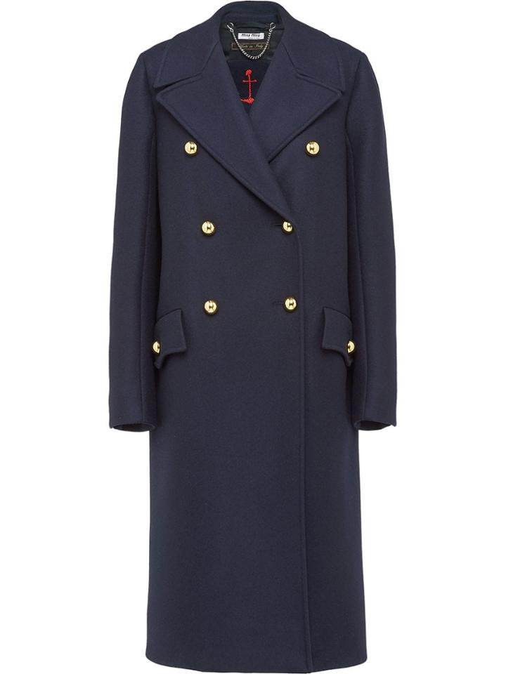 Miu Miu Double Breasted Peacoat - Blue