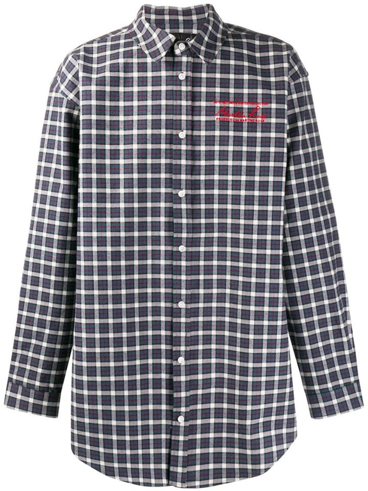 Martine Rose Checked Print Long Sleeve Shirt - Blue