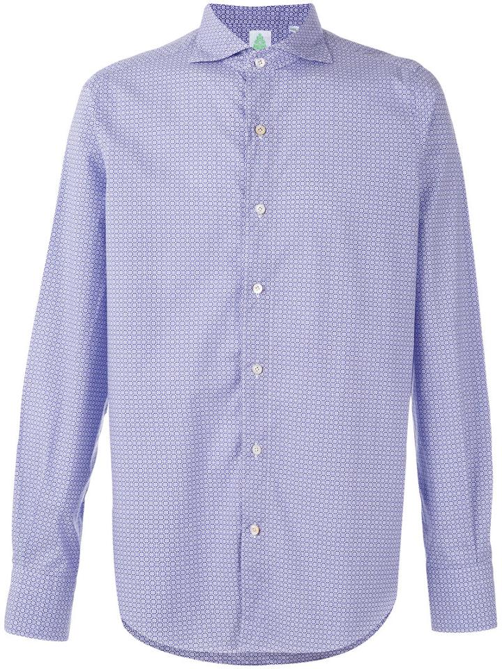 Finamore 1925 Napoli - Geometric 'napolo Tokyo' Shirt - Men - Cotton - S, Blue, Cotton