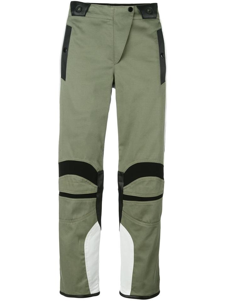 Rag & Bone Panelled Biker Trousers, Women's, Size: 2, Green, Cotton/lamb Skin/nylon/viscose