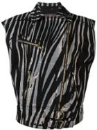 Roberto Cavalli Zebra Print Biker Jacket