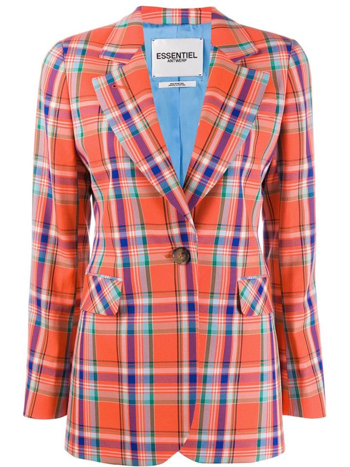 Essentiel Antwerp Tartan Pattern Blazer - Orange