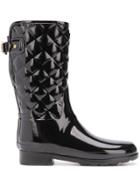 Hunter Refined Short Quilted Wellies - Black