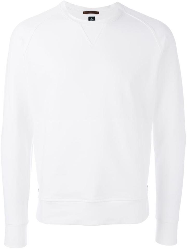 Eleventy Crew Neck Sweatshirt, Men's, Size: L, White, Cotton/spandex/elastane