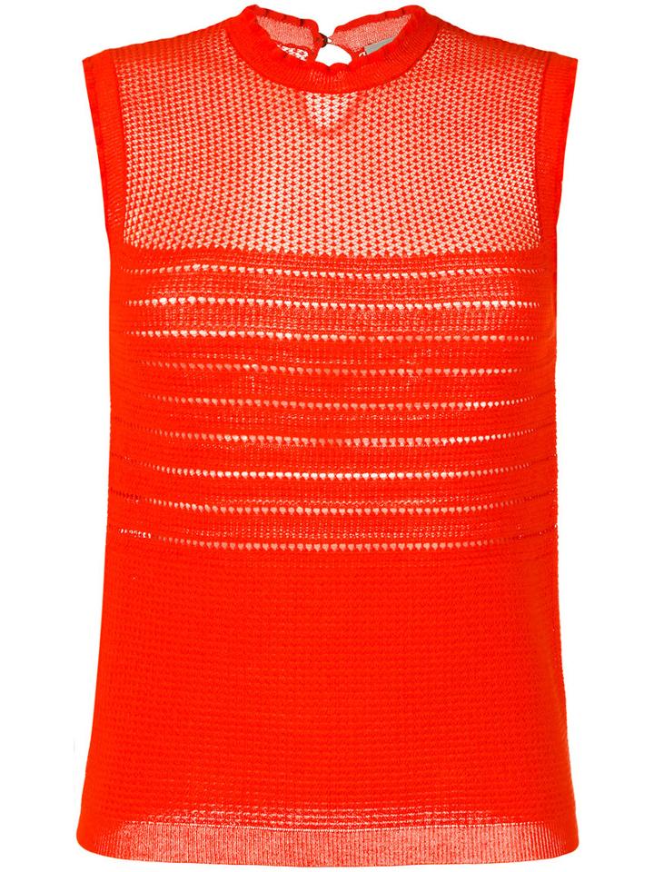Carven - Knitted Tank Top - Women - Cotton/nylon - M, Yellow/orange, Cotton/nylon