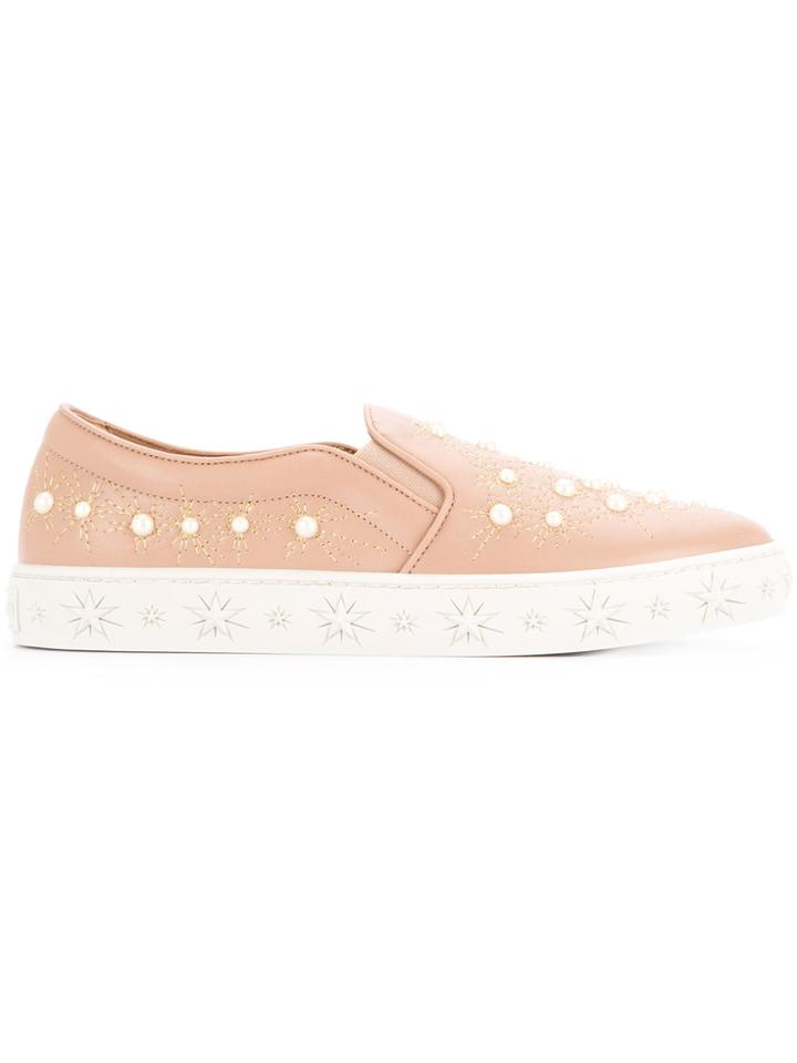 Aquazzura Cosmic Pearls Slip-on Sneakers - Pink & Purple