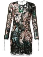 Roberto Cavalli Floral Sequinned Dress, Women's, Size: 40, Green, Polyamide/silk