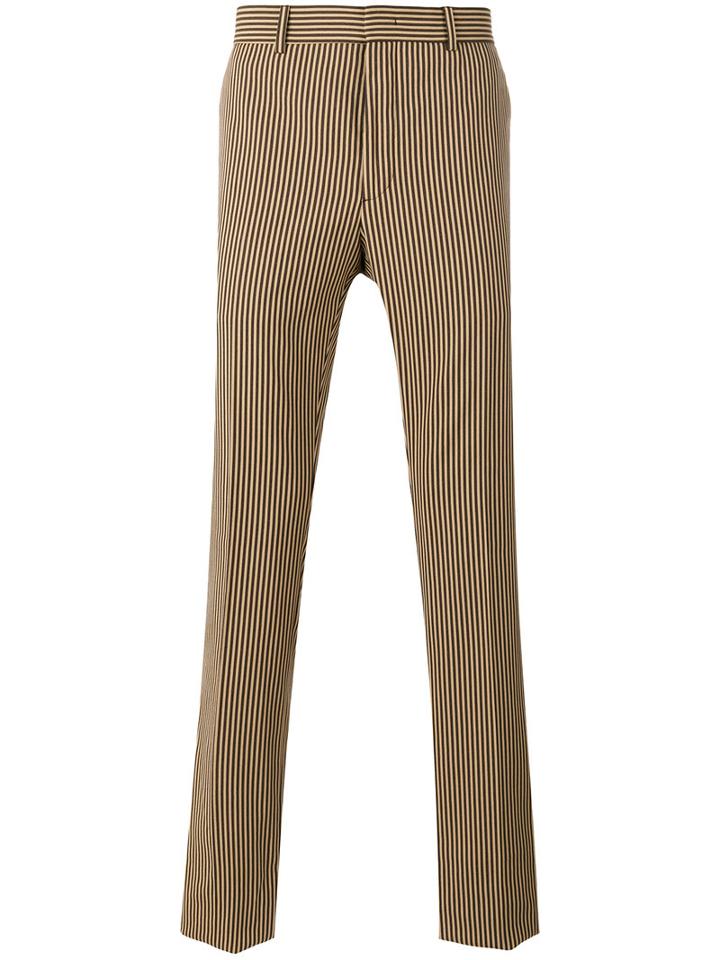 Fendi - Striped Tailored Trousers - Men - Cotton/polyester - 50, Nude/neutrals, Cotton/polyester