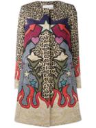 Mary Katrantzou Leopard Western Print Coat, Women's, Size: 8, Cotton/polyamide/polyester/viscose