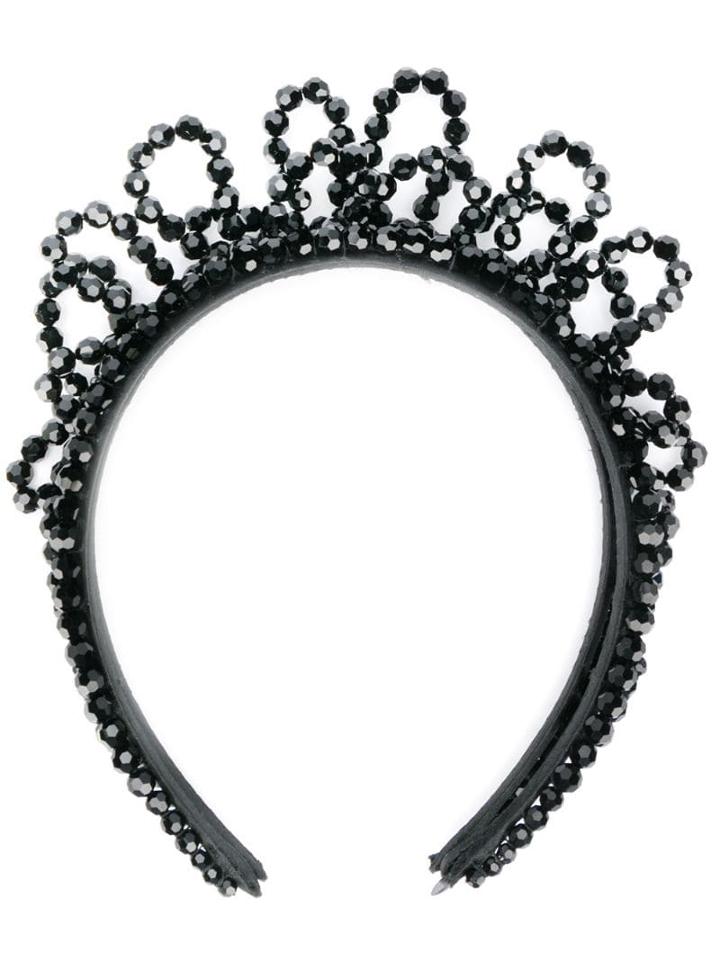 Simone Rocha Crown Style Beaded Headband - Black
