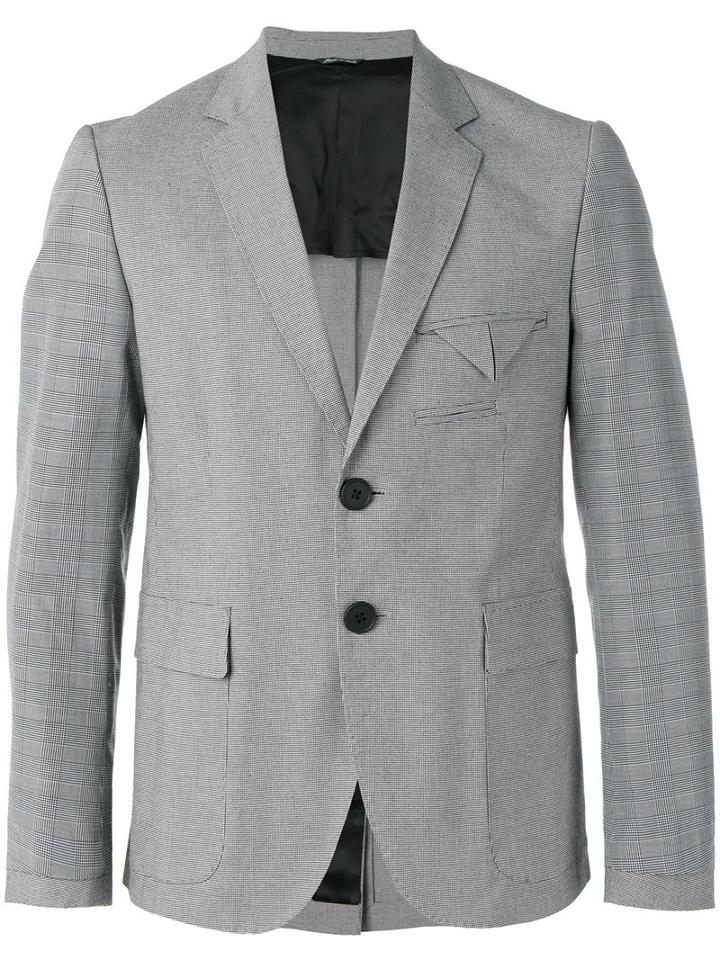 Andrea Pompilio Gingham Plaid Sleeves Blazer, Men's, Size: 50, Grey, Cotton/spandex/elastane/cupro