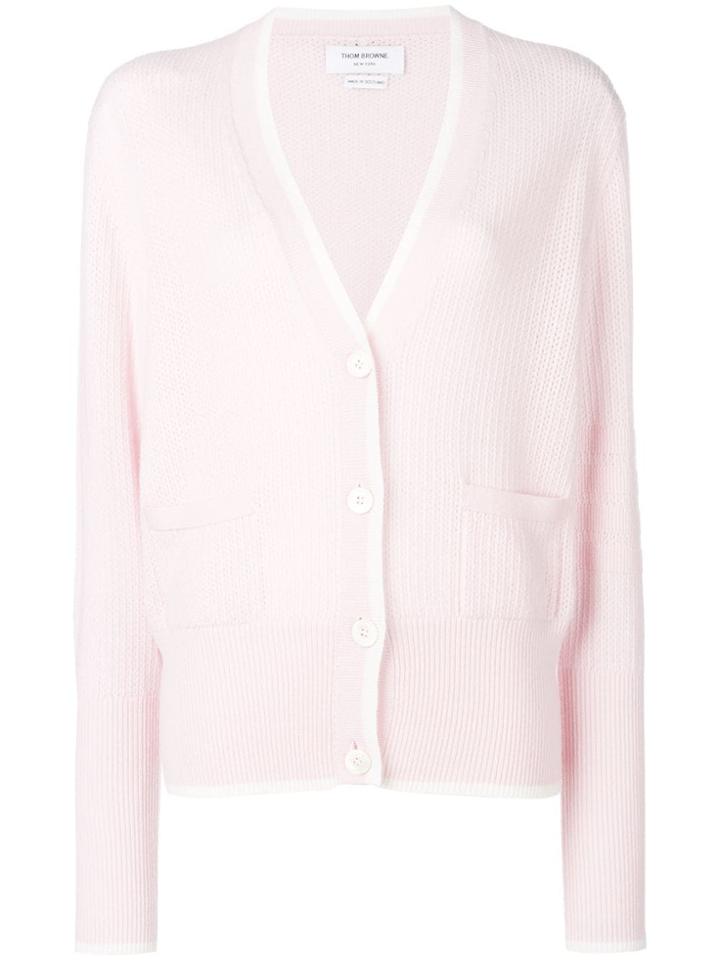 Thom Browne Mesh Stitch Cashmere Cardigan - Pink