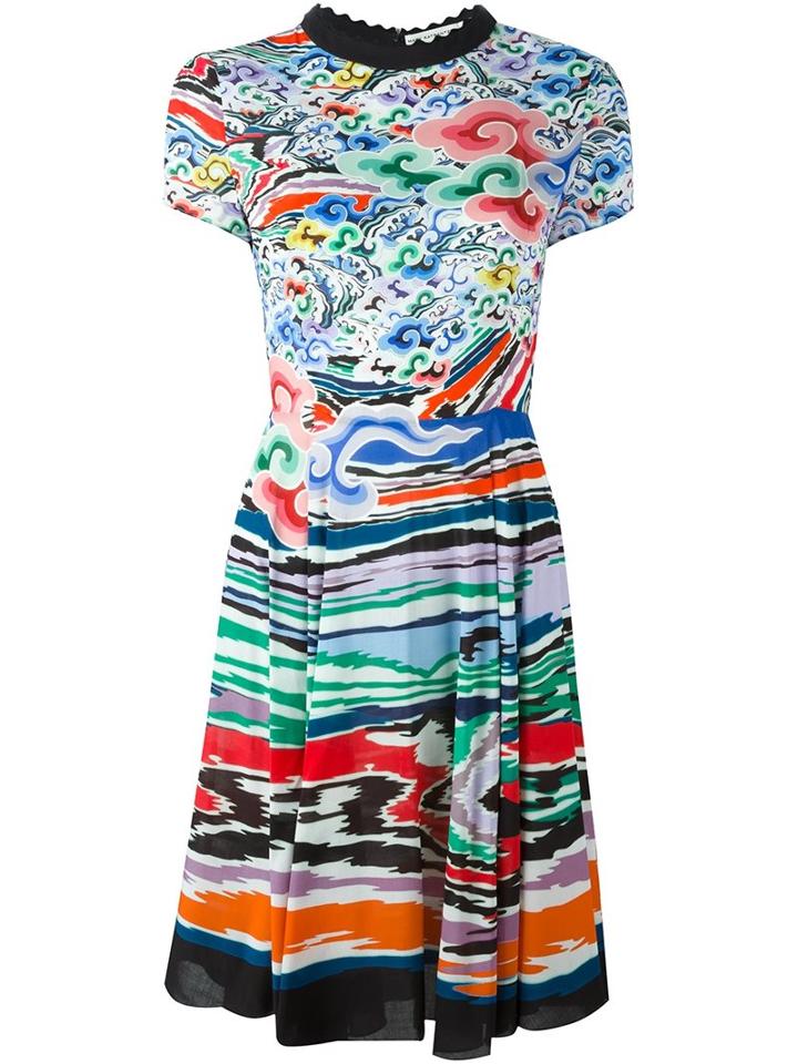 Mary Katrantzou Rainbow Cloud Fit And Flare Dress