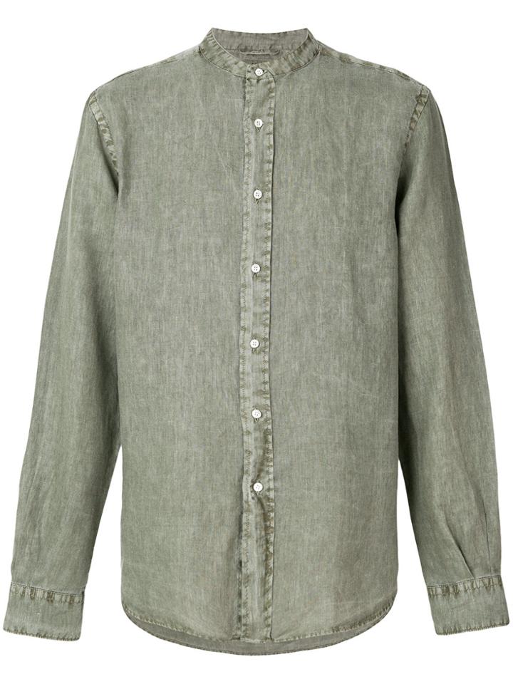 Aspesi Collarless Denim Shirt - Green