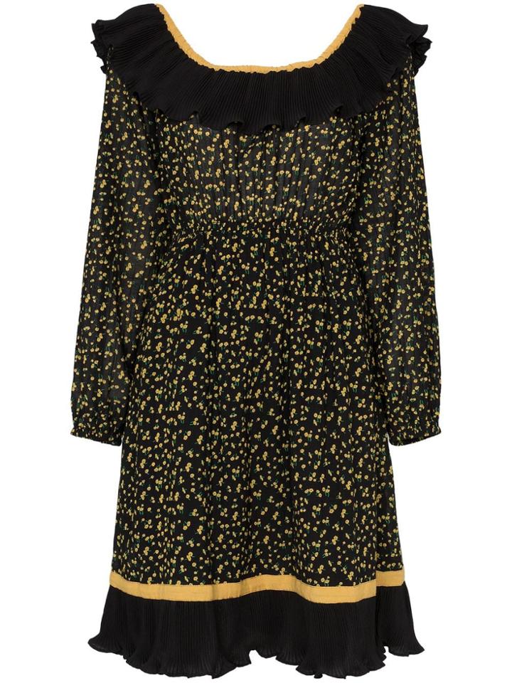 By Timo Bardot Ruffled Trim Dress - Black