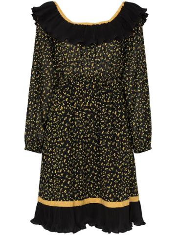 By Timo Bardot Ruffled Trim Dress - Black