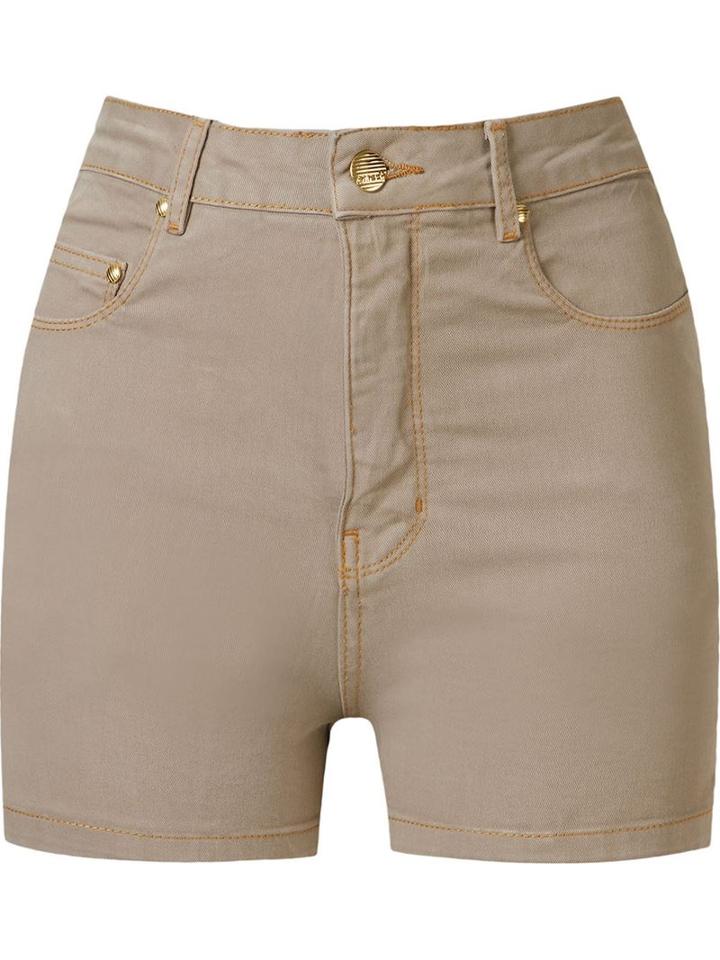 Amapô High Waist Shorts, Women's, Size: 38, Brown, Cotton/spandex/elastane