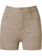 Amapô High Waist Shorts, Women's, Size: 38, Brown, Cotton/spandex/elastane