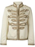 Ermanno Scervino - High Neck Boxy Jacket - Women - Cotton/linen/flax - 40, Women's, Nude/neutrals, Cotton/linen/flax