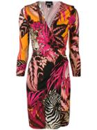 Just Cavalli Tropical-print Wrap Dress - Pink & Purple