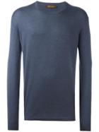 Loro Piana Crew-neck Jumper, Men's, Size: 56, Blue, Silk/cashmere