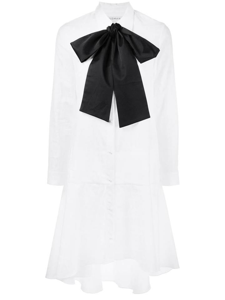 Osman Bow Detail Shirt Dress, Women's, Size: 6, White, Cotton