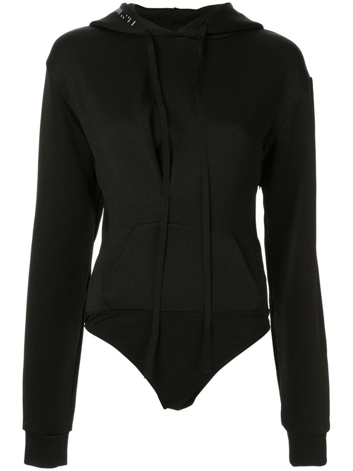 Unravel Project Ribbed Hooded Bodysuit - Black
