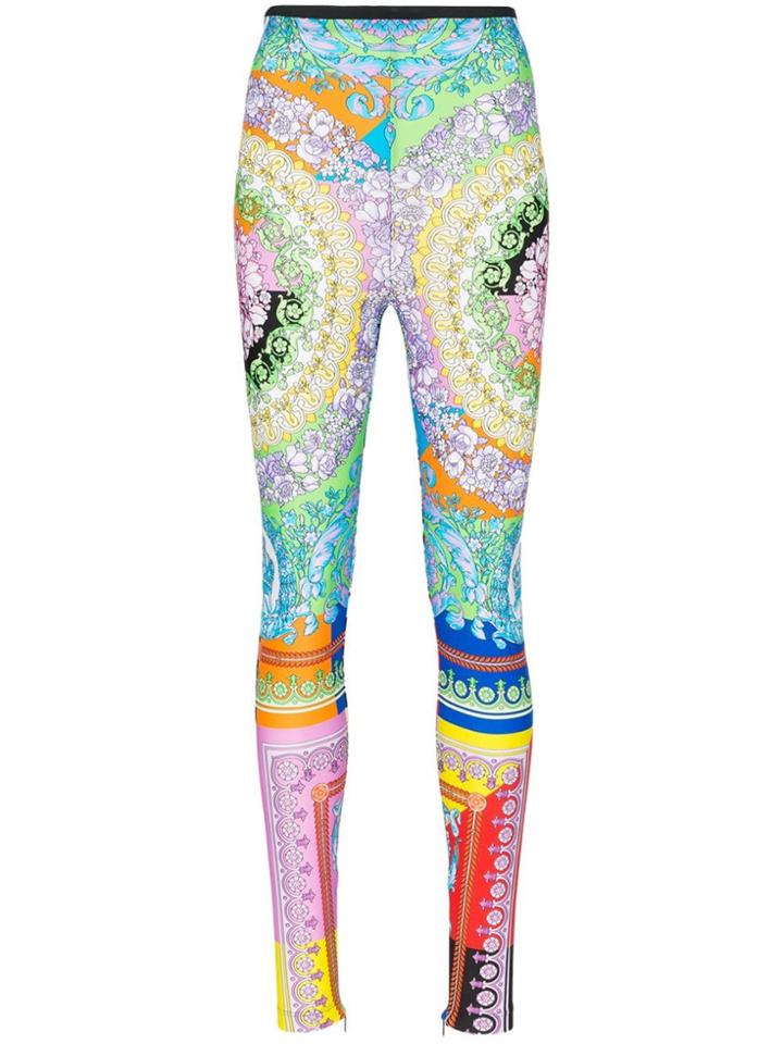 Versace Printed High-waisted Leggings - Blue