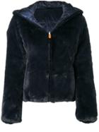Save The Duck Hooded Fur Jacket - Blue